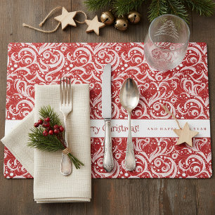Red Abstract Snowflake Pattern#10 ID1009 Placemat