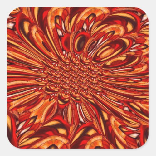Red Abstract Square Sticker