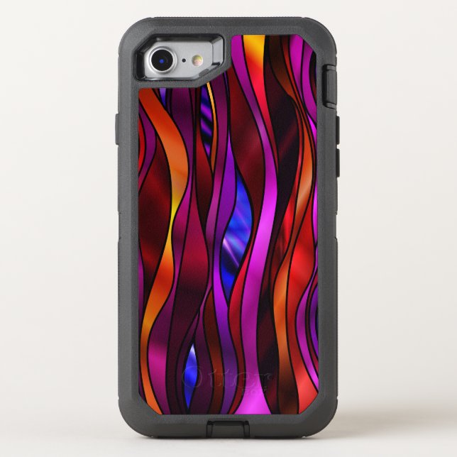 Red Abstract Stained Glass Style Otterbox iPhone Case (Back)