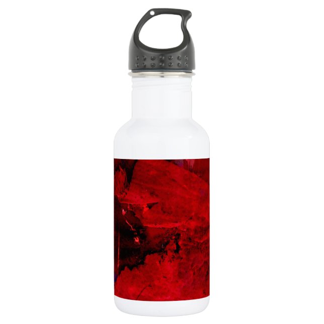 Red Abstract Stainless Steel Water Bottle (Front)