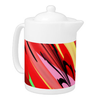 Red Abstract Teapot Teaware Set