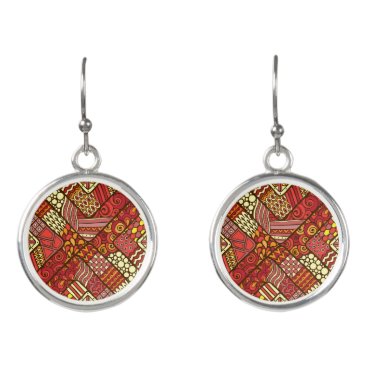 Red abstract tribal aztec pattern earrings Red abstract tribal aztec pattern earrings