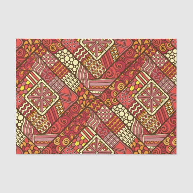 Red abstract tribal aztec pattern tissue paper (Front)