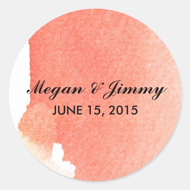 red abstract watercolor wedding stickers (Front)
