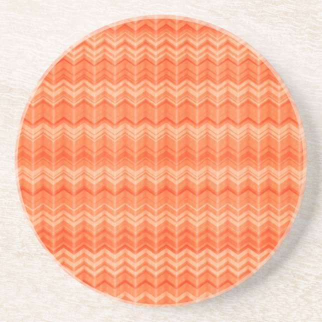 Red abstract zigzag textile pattern coaster (Front)