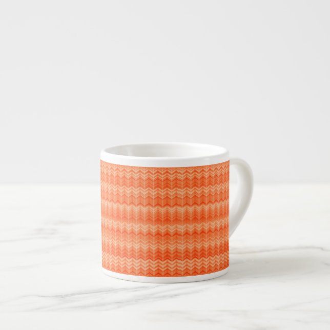 Red abstract zigzag textile pattern espresso cup (Front Right)