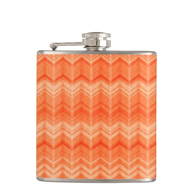 Red abstract zigzag textile pattern flask (Front)