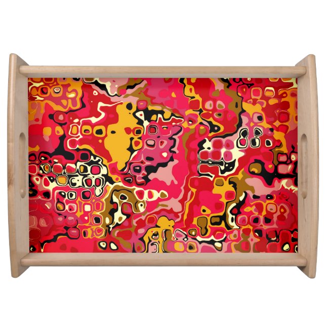 Red ABSTRACTION - Mosaic Serving Tray (Front)
