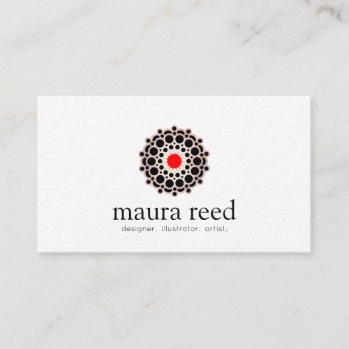Red Accent Rose Gold Mandala Chic Designer Business Card