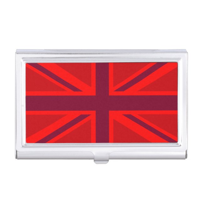 Red Accent Union Jack Design Business Card Holder (Front)