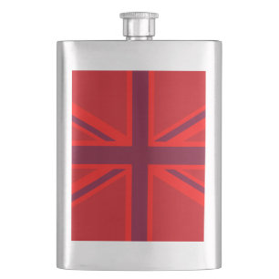 Red Accent Union Jack Design Flask