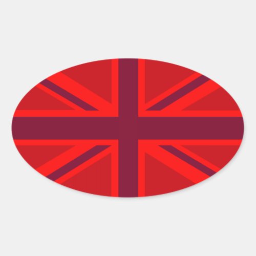 Red Accent Union Jack Design Oval Sticker