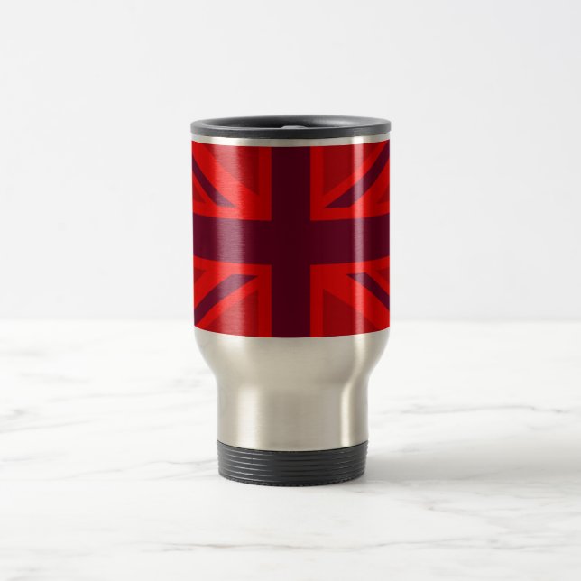 Red Accent Union Jack Design Travel Mug (Center)