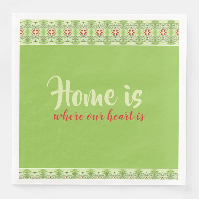Red Accented Patterned Paper Dinner Napkins (Front)