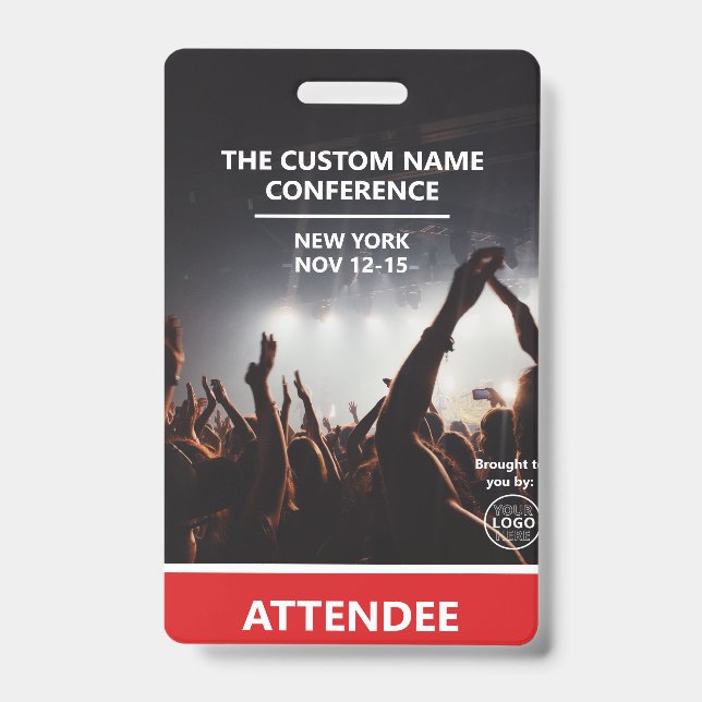 Red Access Pass Logo QR Code Attendee Conference Badge (Front)