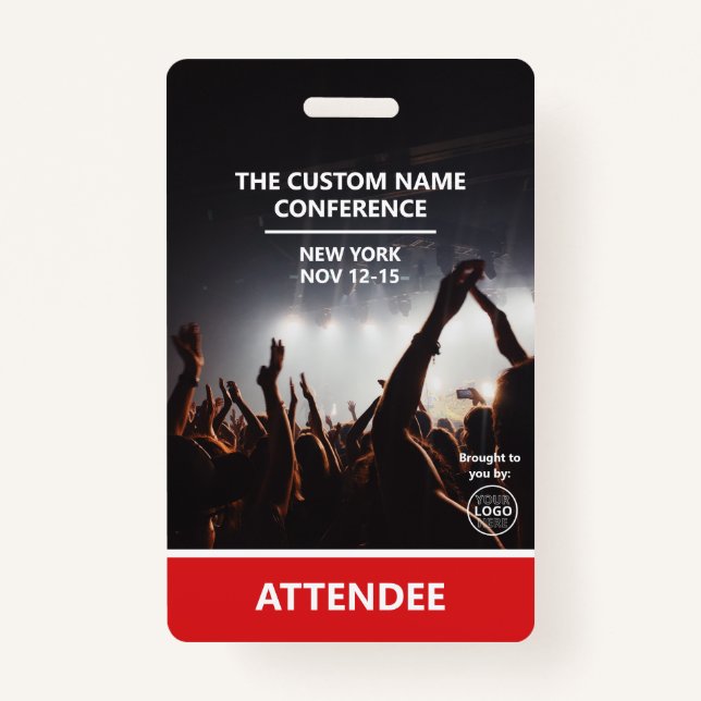 Red Access Pass Logo QR Code Attendee Conference Badge (Front)