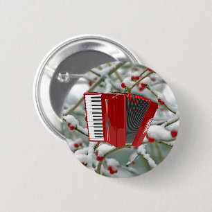 Red Accordion - Berries in the Snow, Button