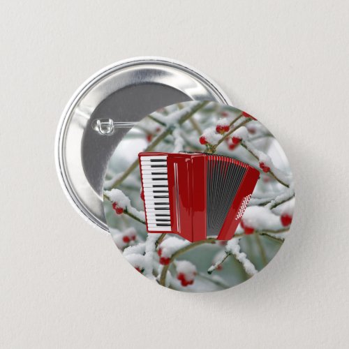 Red Accordion _ Berries in the Snow Button