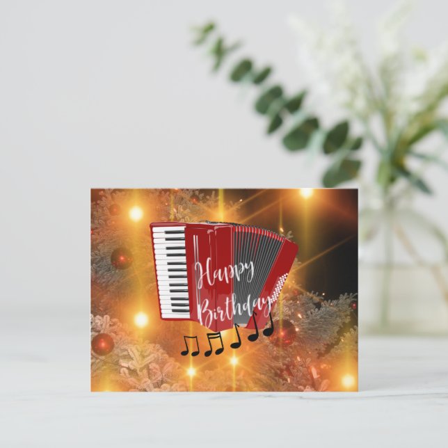 Red Accordion, Happy Birthday greetings Postcard | Zazzle