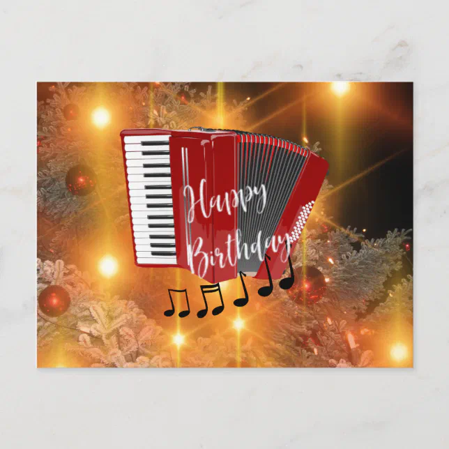 Red Accordion, Happy Birthday greetings Postcard | Zazzle