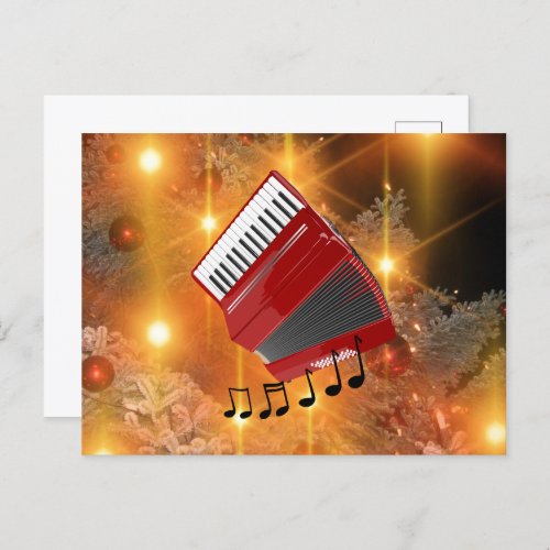 Red Accordion Holiday Design Postcard