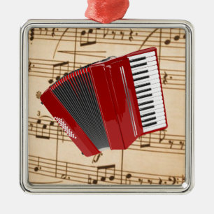 Red Accordion music Metal Ornament