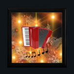 Red Accordion on Gold Christmas Motif Jewelry Box<br><div class="desc">Red Accordion on gold Christmas motif gift box.</div>