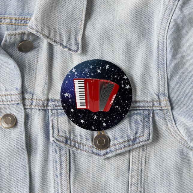 Red Accordion on Night Sky Button (In Situ)