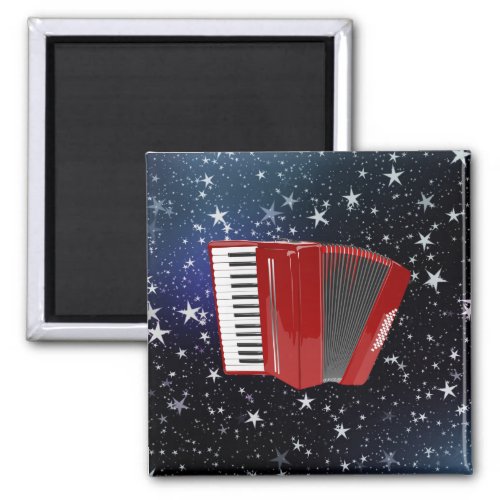 Red Accordion on Night Sky Magnet