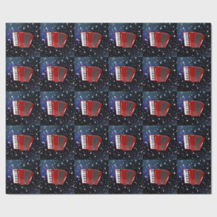 Red Accordion on Night Sky Wrapping Paper