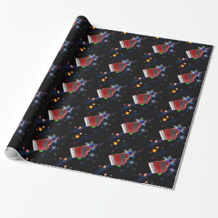 Red Accordion on Starry Background Wrapping Paper
