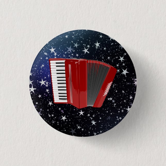 Red Accordion on Starry Sky, Button (Front)