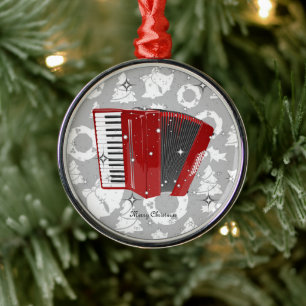 Red Accordion sparkling Christmas Ornament