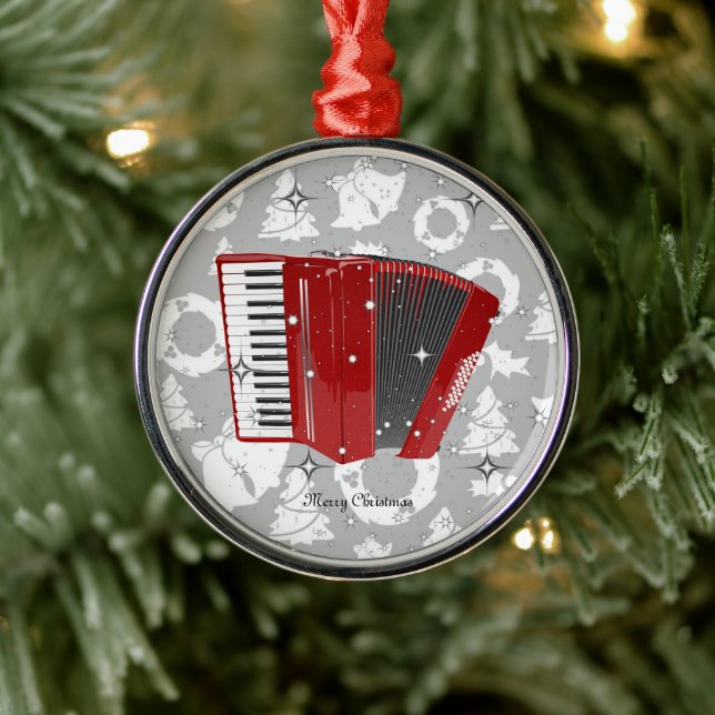 Red Accordion sparkling Christmas Ornament (Tree)