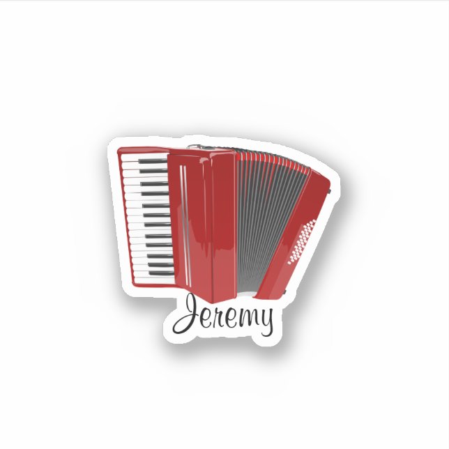 Red accordion template, customize sticker (Front)