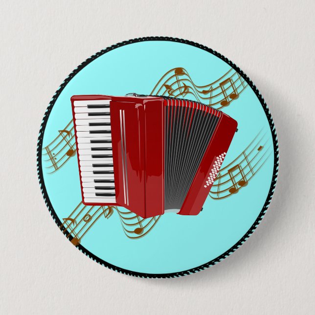 Red Accordion (turquoise background) Button (Front)
