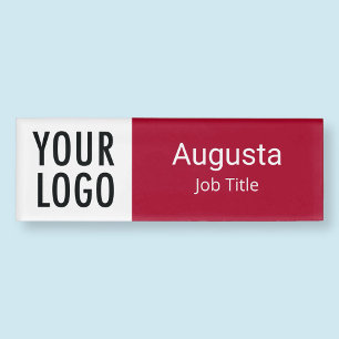 Red Acrylic Name Tag Logo Magnetic Professional