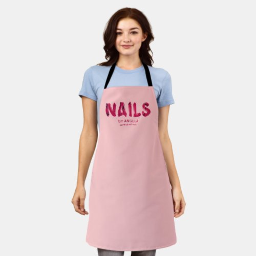 Red Acrylic Typography Nail Tech Apron