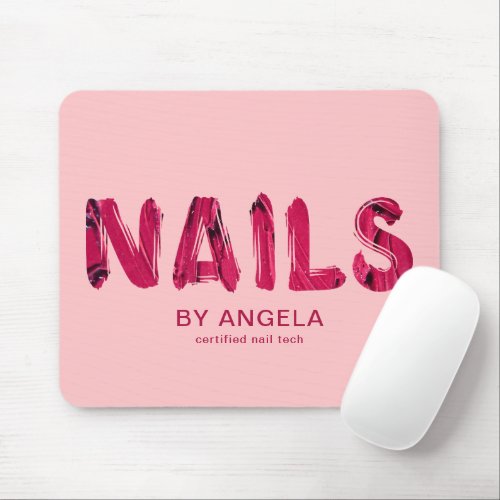 Red Acrylic Typography Nail Tech Mouse Pad