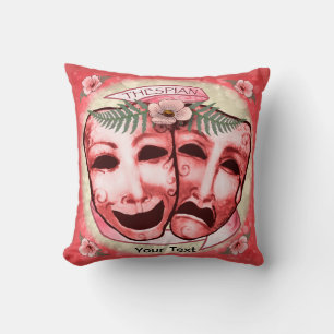 Red Actor Masks Throw Pillow