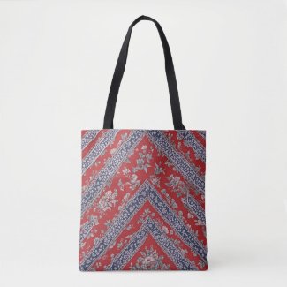 Red ad Blue Floral Bandana Print Tote Bag