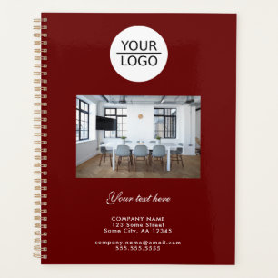 Red Add Logo Custom Text Photo Office Business Planner