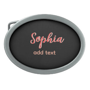 Red add name girl boss text black elegant belt buckle