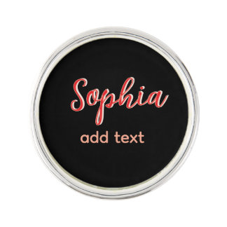 Red add name girl boss text black elegant lapel pin