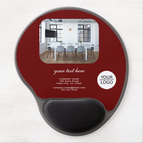Red Add your Logo Custom Text Promotion Photo  Gel Mouse Pad