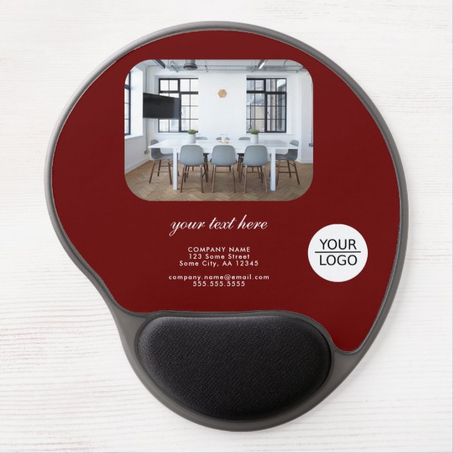 Red Add your Logo Custom Text Promotion Photo  Gel Mouse Pad (Front)