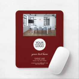 Red Add your Logo Custom Text Promotion Photo Mouse Pad