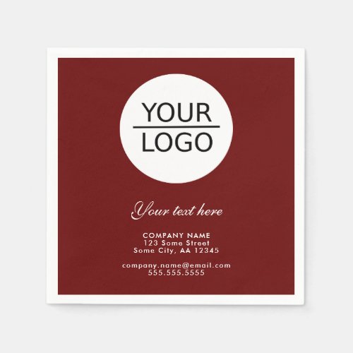 Red Add your Logo with Custom Text Promotional  Napkins
