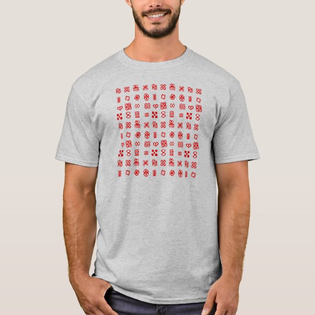 Red Adinkra African Symbols T-Shirt (Front)