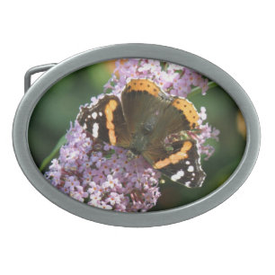 Red Admiral Butterfly and Buddleia Belt Buckle
